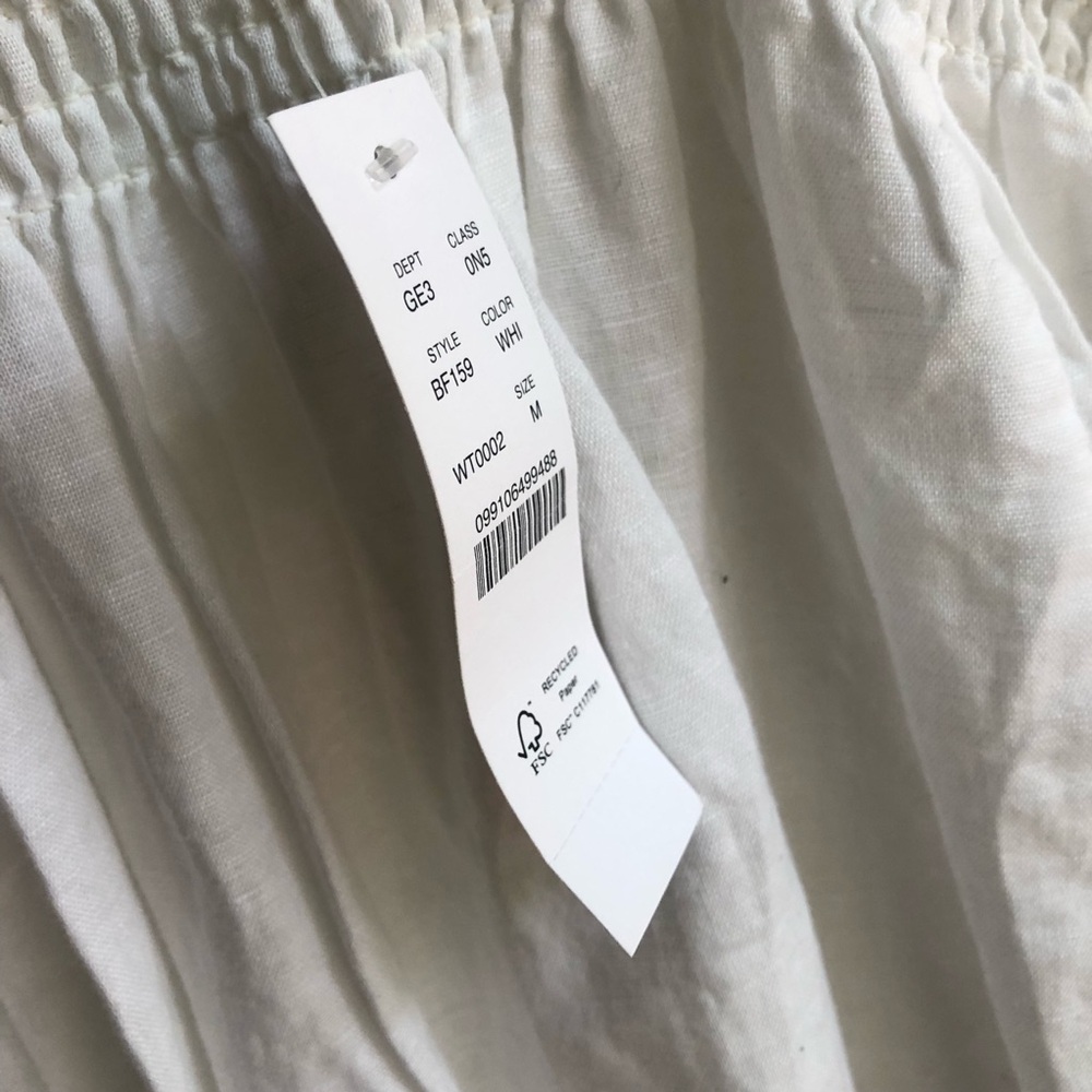 New w Tag: J Crew Smocked Beach Dress. White. Linen Cotton Blend. Size Medium - Picture 6 of 13